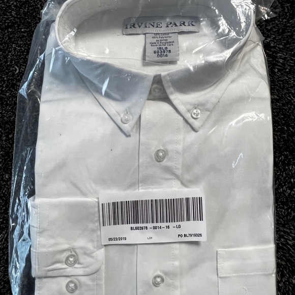 Irvine Park Oxford Long Sleeve Shirt with Button Down Collar sleeve 34/35 inch - Picture 13 of 16
